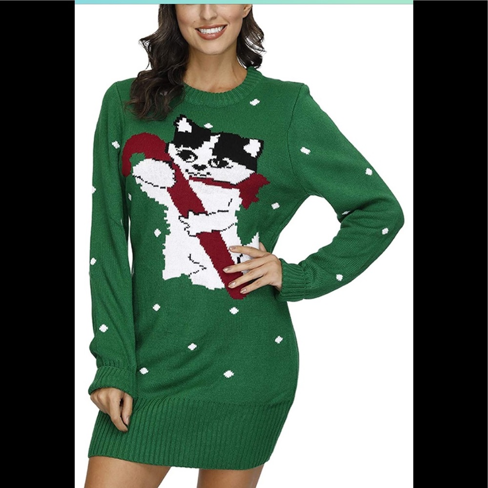 Sovoyontee Women's Cute Funny Hilarious Ugly Christmas Sweater Dress